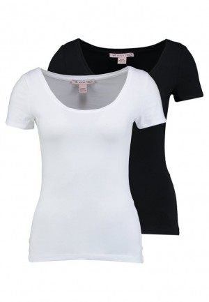 Anna Field 2 Pack Basic T Shirt T-shirts Dames Zwart | 2637-CGLZP