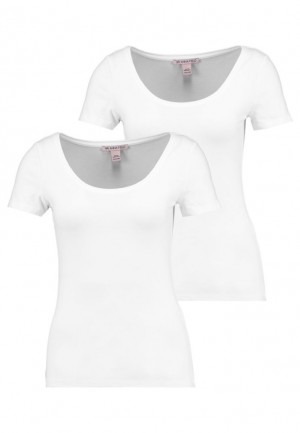 Anna Field 2 Pack Basic T Shirt T-shirts Dames Wit | 8346-WIPHS