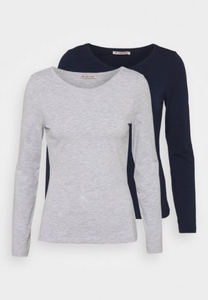 Anna Field 2 Pack Long Sleeved Top T-shirts Dames Donkerblauw | 2453-SGPDL