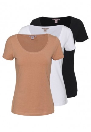 Anna Field 3 Pack Basic T Shirt T-shirts Dames Wit | 7264-RKUDS