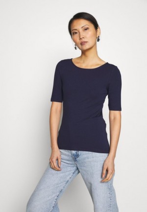 Anna Field Basic T Shirt T-shirts Dames Donkerblauw | 4105-HXOMF