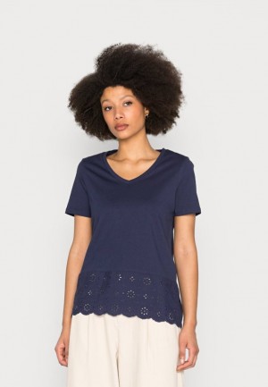 Anna Field Basic T Shirt T-shirts Dames Donkerblauw | 2607-CBIXN