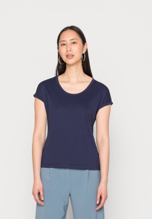 Anna Field Basic T Shirt T-shirts Dames Donkerblauw | 7560-THCRS