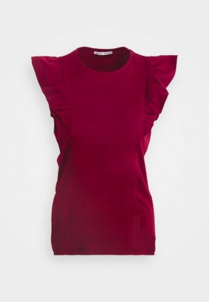 Anna Field Basic T Shirt T-shirts Dames Donkerrood | 6450-MZTNW