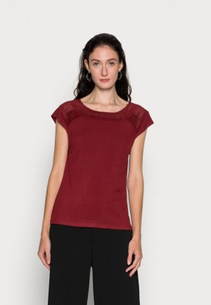 Anna Field Basic T Shirt T-shirts Dames Donkerrood | 6182-PFUEZ