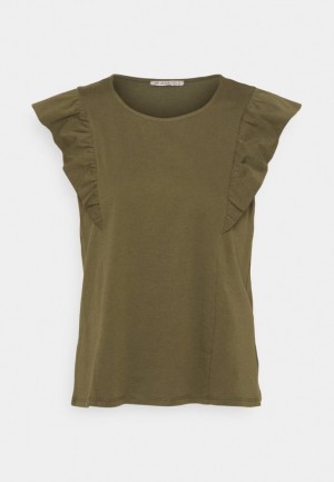 Anna Field Basic T Shirt T-shirts Dames Khaki | 4936-ESPFD