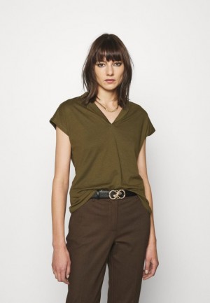 Anna Field Basic T Shirt T-shirts Dames Khaki | 1689-BGFVS