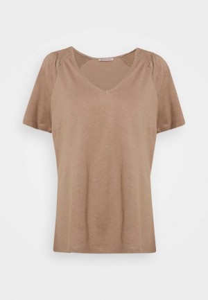 Anna Field Basic T Shirt T-shirts Dames Lichtbruin | 7681-WMQRI