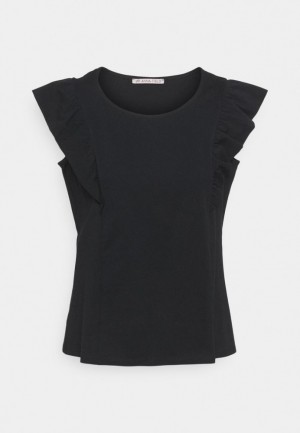 Anna Field Basic T Shirt T-shirts Dames Zwart | 7504-QFHLJ