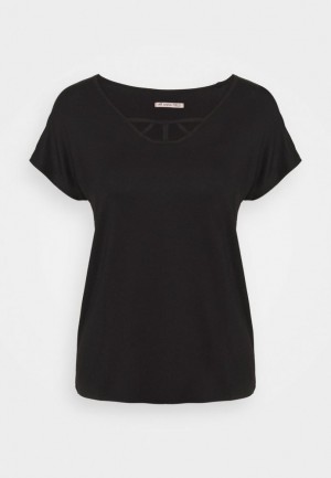 Anna Field Basic T Shirt T-shirts Dames Zwart | 7296-FUVOQ