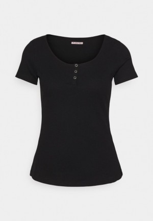 Anna Field Basic T Shirt T-shirts Dames Zwart | 7139-ZPXGR