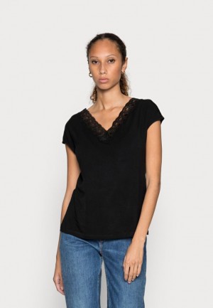 Anna Field Basic T Shirt T-shirts Dames Zwart | 7062-TAEHG