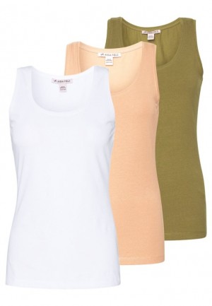 Anna Field Basic Tank 3er Pack Top T-shirts Dames Wit | 1857-YGIPT