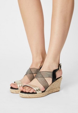 Anna Field Comfort Leren Espadrilles Sandalen Dames Zwart | 5364-JSHRB