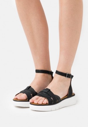 Anna Field Comfort Leren Platform Sandals Sandalen Dames Zwart | 6215-GDNQI