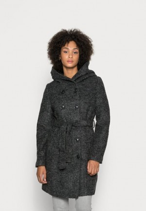 Anna Field Double Breasted Coat With Hood Klassieke Coat Mantel Dames Donkergrijs | 5064-QYRFK