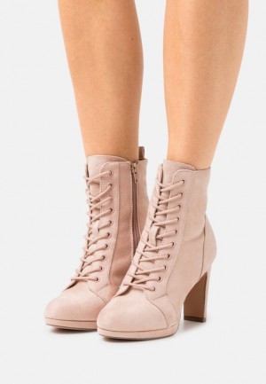 Anna Field High Hak Ankle Boots Enkellaarzen Dames Beige | 5436-DLGPN