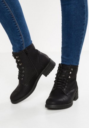 Anna Field Kanten Up Ankle Boots Enkellaarzen Dames Zwart | 9348-RHFCX