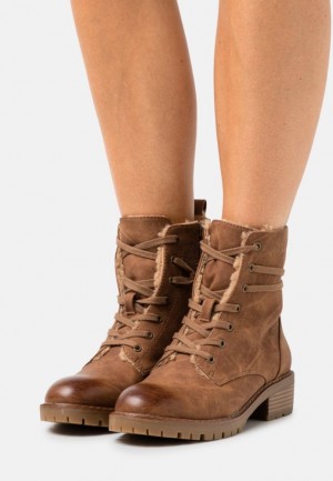 Anna Field Kanten Up Ankle Boots Enkellaarzen Dames Bruin | 3649-HIERK