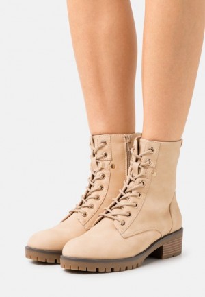 Anna Field Kanten Up Ankle Boots Enkellaarzen Dames Beige | 9564-OQCAJ