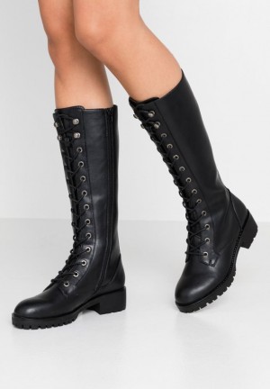 Anna Field Kanten Up Boots Laarzen Dames Zwart | 1630-XRIVL