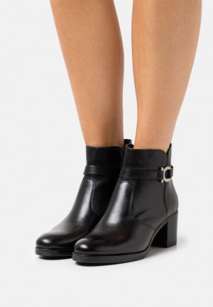 Anna Field Leren Ankle Boots Enkellaarzen Dames Zwart | 4638-VFUDE