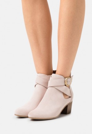 Anna Field Leren Ankle Boots Enkellaarzen Dames Beige | 2157-JGSTR