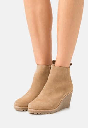 Anna Field Leren Ankle Boots Enkellaarzen Dames Beige | 1832-GSWDE