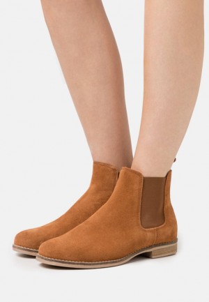 Anna Field Leren Ankle Boots Enkellaarzen Dames Bruin | 1427-EPOBT