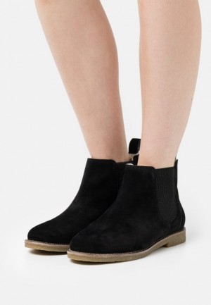 Anna Field Leren Ankle Boots Enkellaarzen Dames Zwart | 1254-CPBVQ