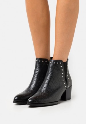 Anna Field Leren Ankle Boots Enkellaarzen Dames Zwart | 8391-XVWET