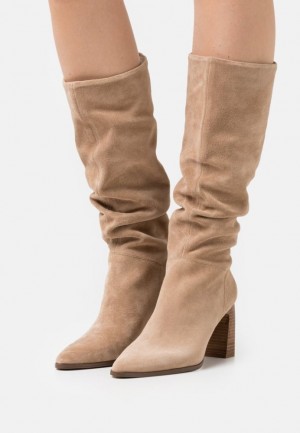 Anna Field Leren High Hak Boots Laarzen Dames Beige | 7260-UACFI