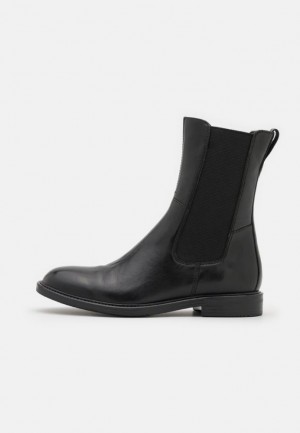 Anna Field Leren Klassieke Ankle Boots Enkellaarzen Dames Zwart | 9427-QSLHJ