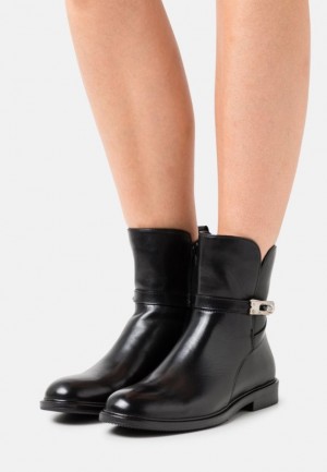 Anna Field Leren Klassieke Ankle Boots Enkellaarzen Dames Zwart | 6985-YGNTL