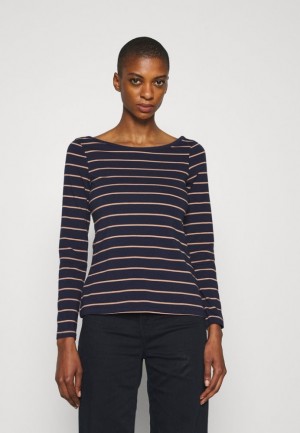 Anna Field Long Sleeved Top T-shirts Dames Donkerblauw | 4876-QJCGO