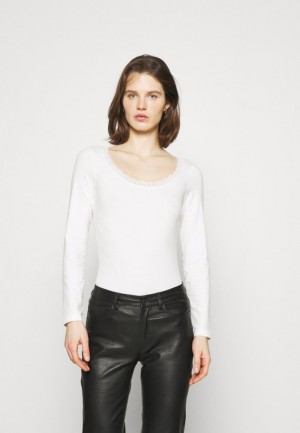 Anna Field Long Sleeved Top T-shirts Dames Wit | 3150-WSHJE