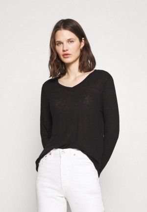 Anna Field Long Sleeved Top T-shirts Dames Zwart | 2547-ROUZV