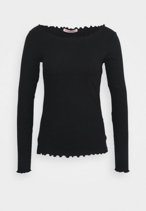 Anna Field Long Sleeved Top T-shirts Dames Zwart | 1907-YMLCN