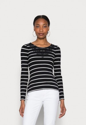 Anna Field Long Sleeved Top T-shirts Dames Zwart | 1396-YTSXQ