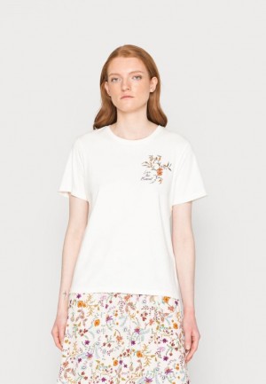 Anna Field Print T Shirt T-shirts Dames Wit | 1287-RUCKN