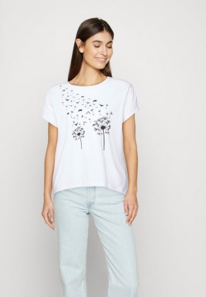 Anna Field Print T Shirt T-shirts Dames Wit | 0753-FNZXG