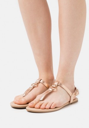 Anna Field T Bar Sandals Sandalen Dames Roze Goud | 1905-CWKBZ