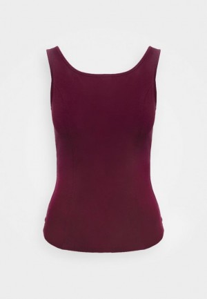 Anna Field Top T-shirts Dames Donkerrood | 5742-AEGIW