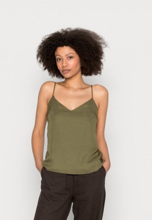 Anna Field Top T-shirts Dames Khaki | 4362-NMIPF