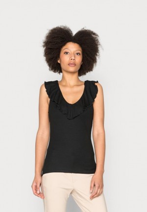 Anna Field Top T-shirts Dames Zwart | 9031-EWPJS