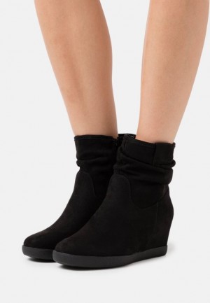 Anna Field Winter Booties Hawai Wedge Ankle Boots Enkellaarzen Dames Zwart | 2806-MDCAH