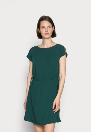 Anna Field Woven Fit And Flare Detail Jurken Day Jurken Jurk Dames Donkergroen | 8451-MKZWD