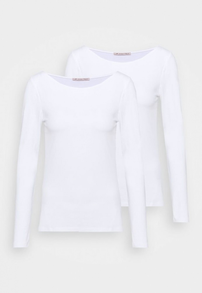 Anna Field 2 Pack Long Sleeved Top T-shirts Dames Wit | 2835-ZHWCN