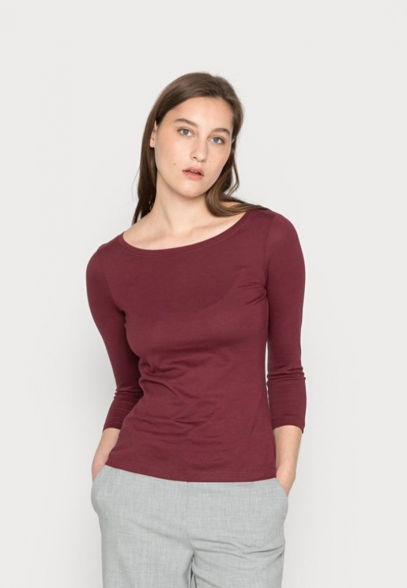 Anna Field 2 Pack Long Sleeved Top T-shirts Dames Donkerrood | 2159-RJPVX