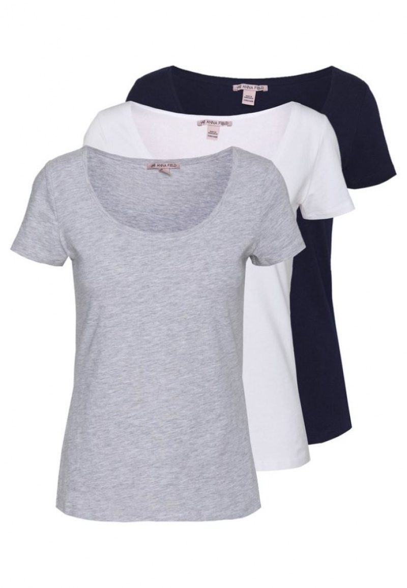 Anna Field 3 Pack Basic T Shirt T-shirts Dames Wit | 3407-FYORN